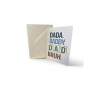 Funny DADA. DADDY. DAD. BRUH. Father's becoming a new daddy, birthday, get well, thank you or new home card for dads with a sense of humour. A5 size, blank inside, includes a premium 120gsm envelope