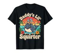 Funny Daddy’s Lil’ Squirter Whale Retro Sunset Summer Family T-Shirt