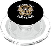 Funny Daddys Here Muscular Cat Fedora Gag Pun PopSockets PopGrip for MagSafe