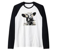 Funny Daisies Cow Eyes Costume for Flower and Cows Raglan Baseball Tee