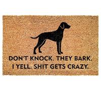 Funny Dalmatian Entrance Doormat - Don't Knock They Bark I Yell Gets Crazy - Bold Quote for Porch - Patio - Indoor Decor - Durable Non Slip Floor Mat - Pet Owners - Everyday Use