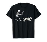 Funny Dalmatian Running Skeleton Halloween T-Shirt