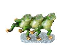 Funny Dancing 3 Frogs Resin Statue, Cute Group Frog Sculpture on Stone Base, Weatherproof Garden Figurine Ornament for Yard Patio Balcony Lawn Desktop Decor