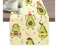 Funny Dancing Avocado Music Table Runners 70 inches Long Table Runner Elegant Linen Dresser Scarfs Farmhouse Tablerunner for Wedding/Coffee/Dining Table/Party Home Decor