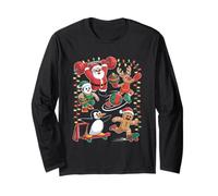 Funny Dancing Santa Elf Reindeer Penguin Long Sleeve T-Shirt