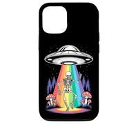 Funny Dancing Skeleton Alien Abductions Retro UFO Forest Art Case for iPhone 12/12 Pro