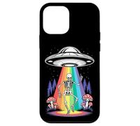 Funny Dancing Skeleton Alien Abductions Retro UFO Forest Art Case for iPhone 12 mini