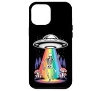 Funny Dancing Skeleton Alien Abductions Retro UFO Forest Art Case for iPhone 12 Pro Max