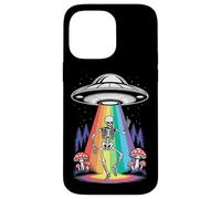 Funny Dancing Skeleton Alien Abductions Retro UFO Forest Art Case for iPhone 14 Pro Max