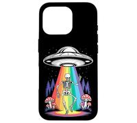 Funny Dancing Skeleton Alien Abductions Retro UFO Forest Art Case for iPhone 16 Pro