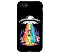 Funny Dancing Skeleton Alien Abductions Retro UFO Forest Art Case for iPhone SE (2020) / 7/8
