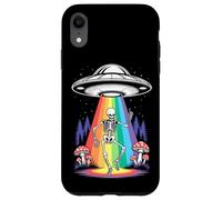 Funny Dancing Skeleton Alien Abductions Retro UFO Forest Art Case for iPhone XR