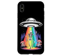 Funny Dancing Skeleton Alien Abductions Retro UFO Forest Art Case for iPhone XS Max