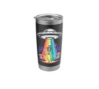 Funny Dancing Skeleton Alien Abductions Retro UFO Forest Art Stainless Steel Insulated Tumbler