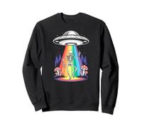 Funny Dancing Skeleton Alien Abductions Retro UFO Forest Art Sweatshirt