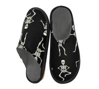 Funny Dancing Skeletons Skull Slippers for Men Women, Day Of The Dead Womens House Slippers Indoor Slipper Socks House Shoes Bedroom Travel Shoe Use