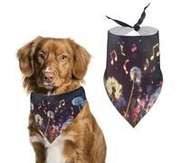 Funny Dandelion Flower Music Notes Dog Bandana Adjustable Pet Scarf Bib Cute Triangle Handkerchief for Dogs Cats Gifts