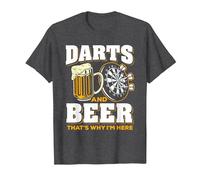 Funny Dart and Beer Lover Graphic Women Men Darts Player T-Shirt, Men, Dark Heather Grey, Medium