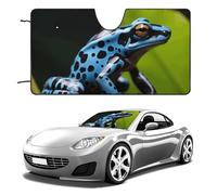 Funny Dart Frog Blue Car Windshield Sun Shade, Reflector Car Sun Visor, Foldable Front Window Sunshade Cover, Heat Insulation, Blocks UV Rays, Keeps Vehicle Cool, for SUV Truck(55"x30")