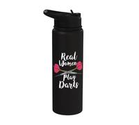 Funny Dart Player Female Darts Sport Lover Dartboard Game Stainless Steel Insulated Water Bottle