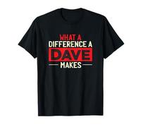 Funny Dave Tees What A Difference A Dave Makes T-Shirt - Men's Classic Casual T-Shirt - Black - Small - Long Sleeve - Cotton, Polyester - Humorous Dave T-Shirts