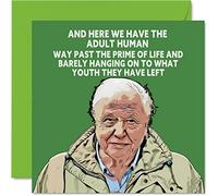 Funny David Attenborough Birthday Card for Men Women - Joke Banter Happy Birthday Cards for Mum Dad Brother Sister Son Daughter Nan Grandad, 145mm Bday Greeting Cards