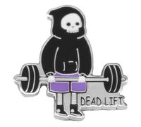 Funny Dead Lift Weightlifting Barbell Skull Enamel Brooch For Women Girls Boy Halloween Skeleton Head Lapel Badges Pin Novelty Cartoon Sports Fitness Brooch Pins Brooches For Backpacks Clothing Bags