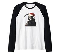 Funny Deadly Christmas Look with This Grim Reaper Costume Raglan Baseball Tee