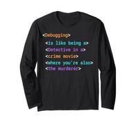 Funny Debugging Detective Programmer Humor Coding Design Long Sleeve T-Shirt
