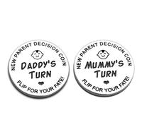 Funny Decision Coin For New Parents | New Parents Gifts, Newborn Baby Gifts, Flip Coin Decision, Mother's Day, Birthday, Anniversary(Silver)