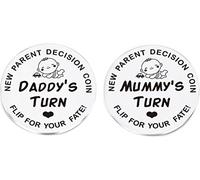 Funny Decision Coin for New Parents,Newborn Baby Gifts,Gifts for Mum Dad,Flip Coin Decision for Mother's Day, Baby Shower Gift，Birthday,Anniversary,Stainless Steel