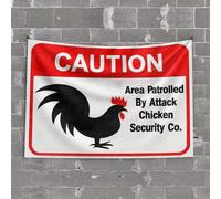 Funny Decor For Bar Attack Chicken Security: Keep Out! Tapestry Preppy Decor Boys Bedroom Accessories(75X100CM)