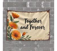 Funny Decor for Bar Floral Elegance: Together and Forever Sign Tapestry Stuff for Your Room Small Wall Tapestry(100X150CM)