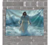 Funny Decor For Bar Jesus Walking On Water: A Symbolic Image Tapestry Preppy Decor Boys Bedroom Accessories(75X100CM)