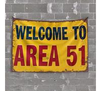 Funny Decor For Bar Welcome To The Mysterious Area 51 Tapestry Bar Stuff For Man Cave Wall Decorations(100X150CM)