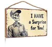 Funny Decor For Home A Skeleton Holding A Camera With The Text "I Have A Surprise For You!" Funny Bar Signs Wood Signs For Home Decor(15X28CM)