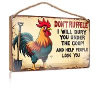 Funny Decor For Home Don'T Ruffle, I'Ll Bury You Under The Coop! Wooded Sign Funny Bar Signs Wood Signs For Home Decor(15X28CM)