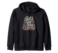 Funny Deer Enthusiast Women Cute Fawn Animal Lover Art Zip Hoodie