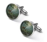 Funny Deer Fashion Cufflinks for Men Classic Shirts Cuff Links Set for Wedding Business 1.7cm