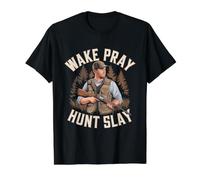 Funny Deer Hunting for Men Hunter Lover Wake Pray Hunt Slay Value Graphic T-Shirt, Men, Black, XL