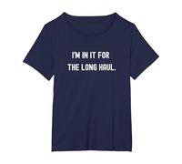 Funny Deer Hunting I'm in It for The Long Haul Pun T-Shirt, Women's Plus, Navy Blue, 5X