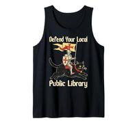 Funny Defend Your Local Library Cat Knight Vintage Tank Top