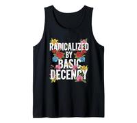 Funny Democracy Women Floral Radicalized by Basic Decency Tank Top