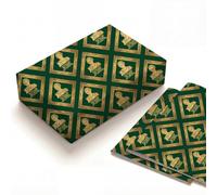 Funny Demure Mindful Tea Birthday Wrapping Paper Folded Sheets, 120GSM Thick Kraft Wrapping Paper for Women, Green Vintage Gold Frame Print Present Packaging for Bestie Sister, 2 Pack