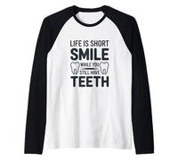 Funny Dental Humor Graphic with Teeth Illustrations Raglan Baseball Tee