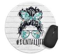 Funny Dental Round Mouse Pad， Dental Life Mouse Pad，Stitched Edge Non-Slip Rubber Base，Home Office Decor Desk Accessories, Gift for Nurses,Dentist,Dental Hygienist,Dental Assistant