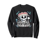 Funny Dentures Skull Cartoon Dentist Joke gag Sweatshirt