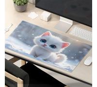 Funny Desk Accessories For Work Snowy Winter Wonderland With Cute White Kitten Mouse Pad The Mouse Pad Funny Funny Mouse Pads For Desk