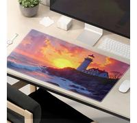 Funny Desk Accessories For Work Sunset At The Lighthouse: A Serene Coastal Scene Mouse Pad The Mouse Pad Funny Funny Mouse Pads For Desk