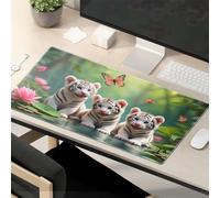 Funny Desk Accessories For Work Three White Tiger Cubs In A Serene Garden Mouse Pad The Mouse Pad Funny Funny Mouse Pads For Desk